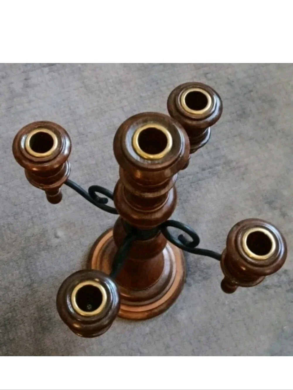 Gothic Edwardian Mid Century Modern Wooden Candelabra Victorian Candle Holder